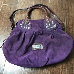 Guess by Marciano purple leather handbag purse